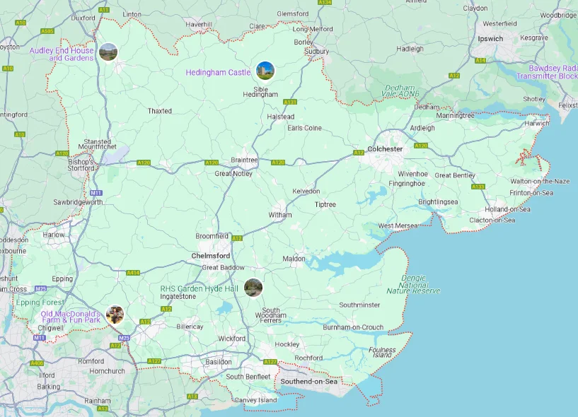 Essex County Map - Loft Conversion Services Area